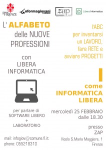 L'alfabeto delle Nuove Professioni: I di Informatica Libera @ Zap - Zona Aromatica Protetta | Firenze | Toscana | Italy